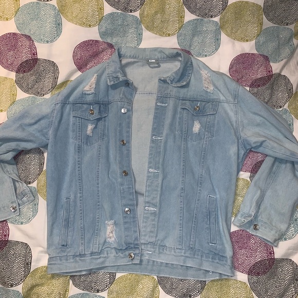 Ripped Light Blue Jean Jacket - Picture 2 of 5